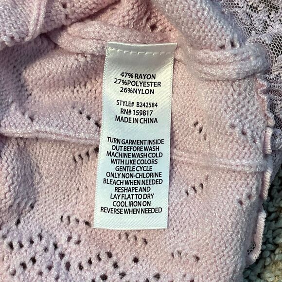 NWT Altar'd State Maria Pointelle Lace Trim Shrug Medium - Picture 7 of 7